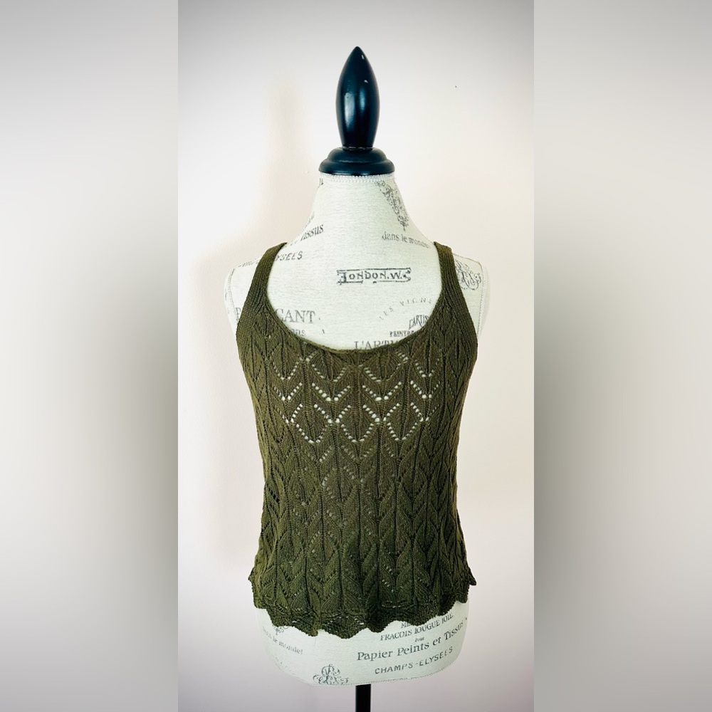 Dark Green Knit Sleeveless Top